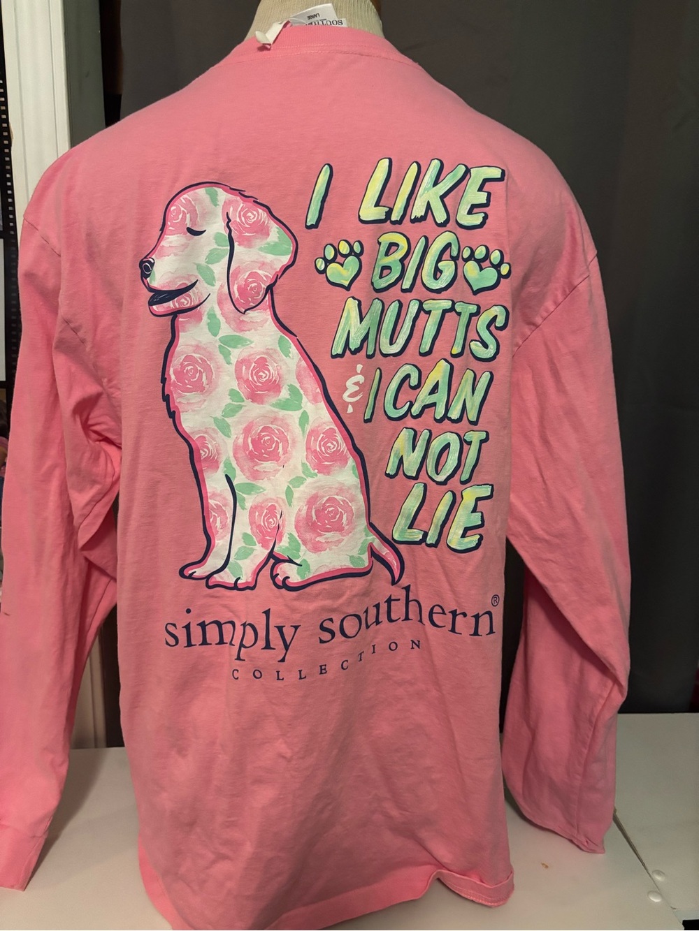 🌟Simply Southern Pink Floral Dog Graphic Long Sleeve Tee